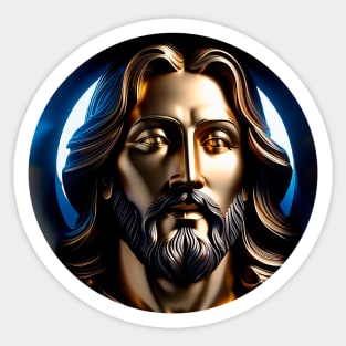 The face of Jesus in golden sculpture  style Sticker